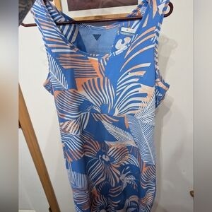 Columbia PFG Blue Tropical Floral Print Size XL Tank Dress Fishing Beach Sun